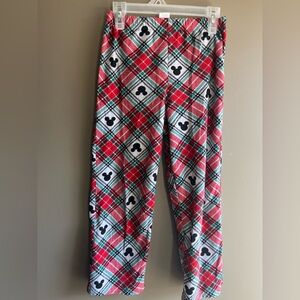 Disney Red Plaid Pajama Bottoms with Mickey Mouse